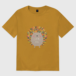 Футболка оверсайз мужская Hedgehog: give me a hug, цвет: горчичный