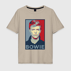 Футболка оверсайз мужская Bowie Poster, цвет: миндальный