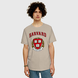 Футболка оверсайз мужская Harvard university, цвет: миндальный — фото 2