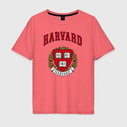 Футболка оверсайз мужская Harvard university, цвет: коралловый