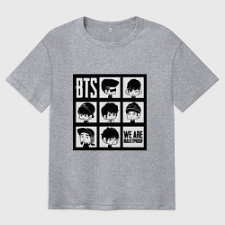 Футболка оверсайз мужская BTS: We are bulletproof, цвет: меланж