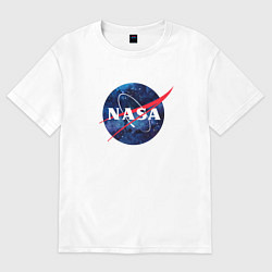 Футболка оверсайз мужская NASA: Cosmic Logo, цвет: белый