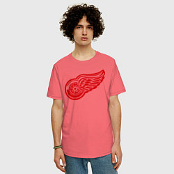 Футболка оверсайз мужская Detroit Red Wings: Pavel Datsyuk, цвет: коралловый — фото 2