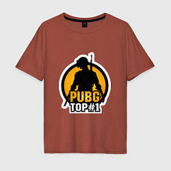 Футболка оверсайз мужская PUBG Top 1, цвет: кирпичный