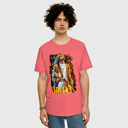 Футболка оверсайз мужская Cobain Art, цвет: коралловый — фото 2