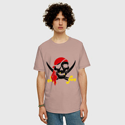 Футболка оверсайз мужская Пиратская футболка, цвет: пыльно-розовый — фото 2