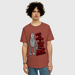 Футболка оверсайз мужская Бэндер: кто вы такие?, цвет: кирпичный — фото 2