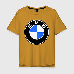 Футболка оверсайз мужская Logo BMW, цвет: горчичный