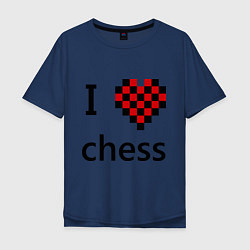 Футболка оверсайз мужская I love chess, цвет: тёмно-синий