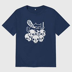 Футболка оверсайз мужская Cat Got Your Soul, цвет: тёмно-синий