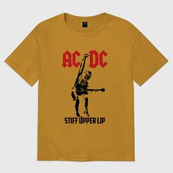 Футболка оверсайз мужская AC/DC: Stiff Upper Lip, цвет: горчичный