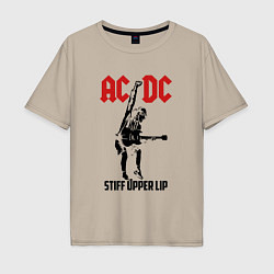 Футболка оверсайз мужская AC/DC: Stiff Upper Lip, цвет: миндальный