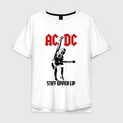 Футболка оверсайз мужская AC/DC: Stiff Upper Lip, цвет: белый