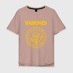 Футболка оверсайз мужская Ramones, цвет: пыльно-розовый