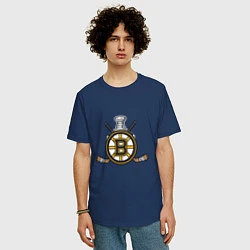 Футболка оверсайз мужская Boston Bruins Hockey, цвет: тёмно-синий — фото 2