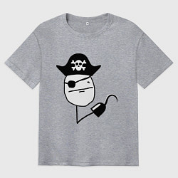 Футболка оверсайз мужская Покер фейс пират, цвет: меланж