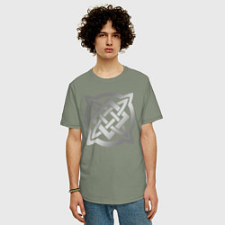 Футболка оверсайз мужская Звезда Сварога: серебро, цвет: авокадо — фото 2