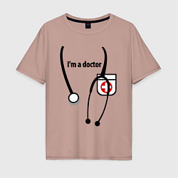 Футболка оверсайз мужская I m doctor, цвет: пыльно-розовый