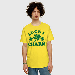Футболка оверсайз мужская Lucky charm - клевер, цвет: желтый — фото 2