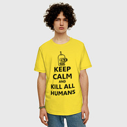 Футболка оверсайз мужская Keep Calm & Kill All Humans, цвет: желтый — фото 2