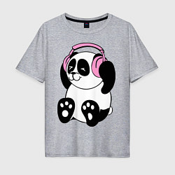 Футболка оверсайз мужская Panda in headphones панда в наушниках, цвет: меланж