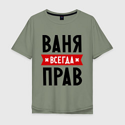 Футболка оверсайз мужская Ваня всегда прав, цвет: авокадо