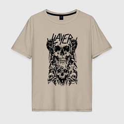 Футболка оверсайз мужская Slayer Skulls, цвет: миндальный