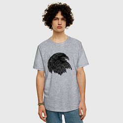 Футболка оверсайз мужская Угольный ворон, цвет: меланж — фото 2