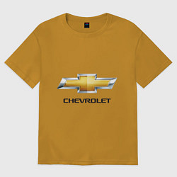 Футболка оверсайз мужская Chevrolet логотип, цвет: горчичный