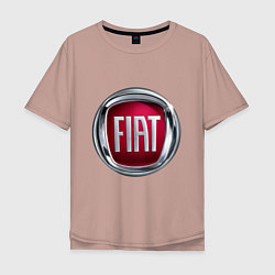 Футболка оверсайз мужская FIAT logo, цвет: пыльно-розовый