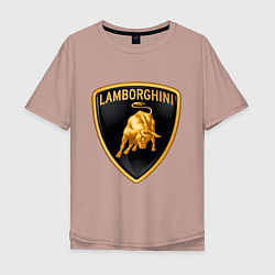 Футболка оверсайз мужская Lamborghini logo, цвет: пыльно-розовый