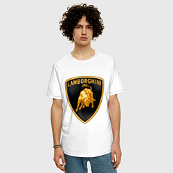 Футболка оверсайз мужская Lamborghini logo, цвет: белый — фото 2