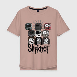 Футболка оверсайз мужская Slipknot Masks, цвет: пыльно-розовый