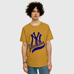 Футболка оверсайз мужская NY - Yankees, цвет: горчичный — фото 2