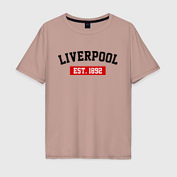 Футболка оверсайз мужская FC Liverpool Est. 1892, цвет: пыльно-розовый