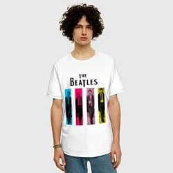 Футболка оверсайз мужская Walking Beatles, цвет: белый — фото 2