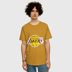 Футболка оверсайз мужская LA Lakers, цвет: горчичный — фото 2