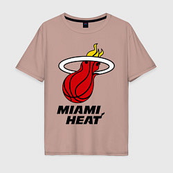 Футболка оверсайз мужская Miami Heat-logo, цвет: пыльно-розовый