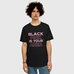 Футболка оверсайз мужская Black Pink in youe area, цвет: черный — фото 2