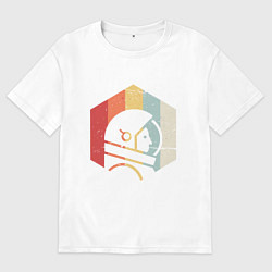 Футболка оверсайз мужская Ретро космонавт, цвет: белый