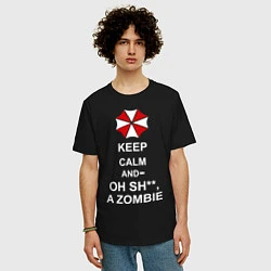 Футболка оверсайз мужская Keep Calm & Oh Sh**, A Zombie, цвет: черный — фото 2