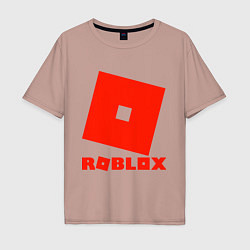 Футболка оверсайз мужская Roblox Logo, цвет: пыльно-розовый