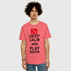 Футболка оверсайз мужская Keep Calm & Play Dota, цвет: коралловый — фото 2