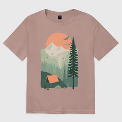 Футболка оверсайз мужская Wood Adventure, цвет: пыльно-розовый