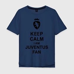 Футболка оверсайз мужская Keep Calm & Juventus fan, цвет: тёмно-синий