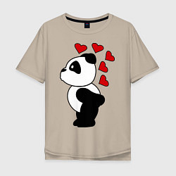 Футболка оверсайз мужская Поцелуй панды: для него, цвет: миндальный