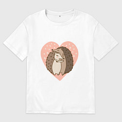 Футболка оверсайз мужская Влюбленные ёжики, цвет: белый