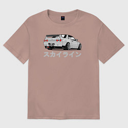 Футболка оверсайз мужская R32 GODZILLA, цвет: пыльно-розовый