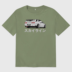 Футболка оверсайз мужская R32 GODZILLA, цвет: авокадо