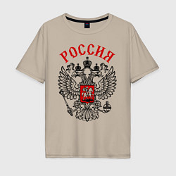 Футболка оверсайз мужская Россия, цвет: миндальный